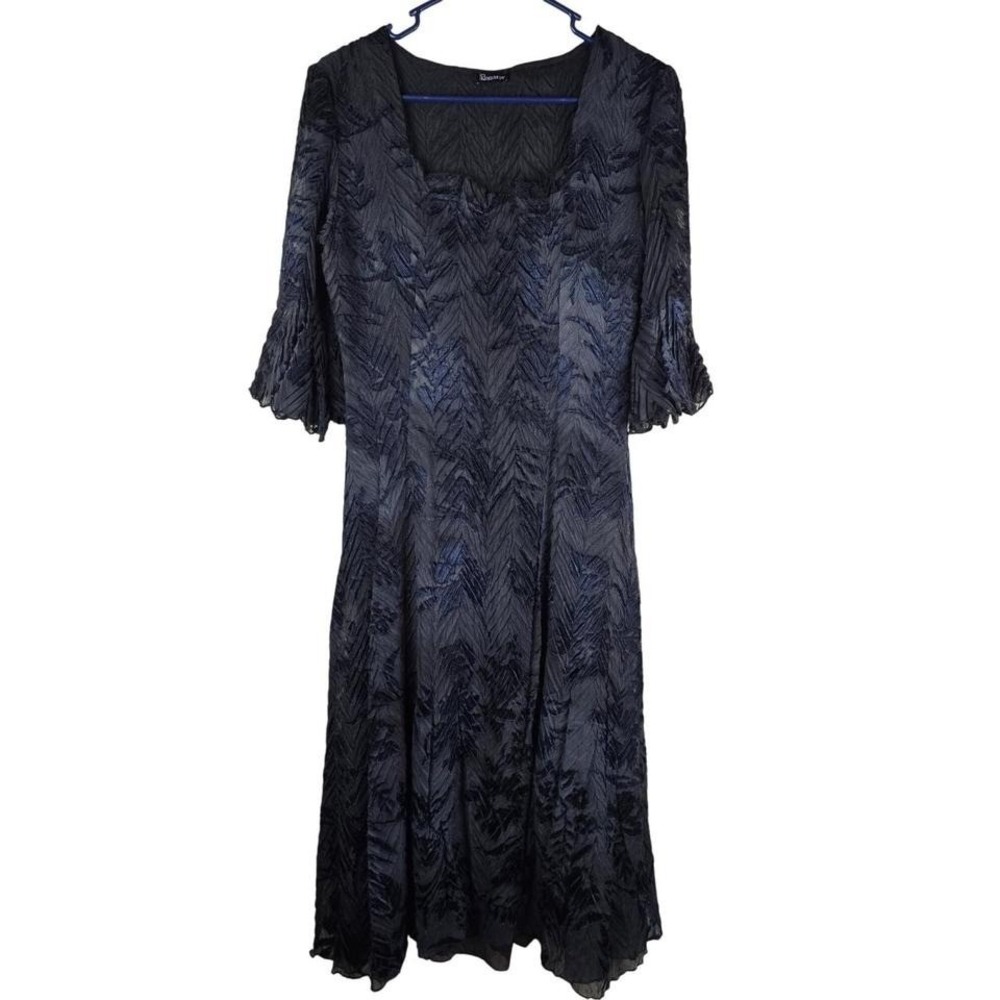 Vintage Y2K Komarov Black Pleated Fit & Flare Dress‎ Whimsigoth Fairy